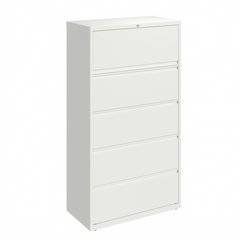Hirsh 36 Inch Wide 5 Drawer Metal Lateral File Cabinet, White