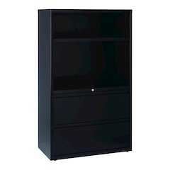 Hirsh 36 inch Wide 2 Drawer Metal Lateral Combo File Cabinet, Black
