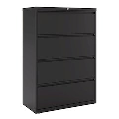 Hirsh 36 Inch Wide 4 Drawer Metal Lateral File Cabinet, Black