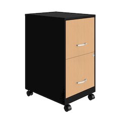 Space Solutions 18" Deep 2 Drawer Mobile File Cabinet, Black/Platinum Oak