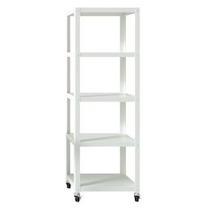 Space Solutions 72" High Rolling 5 Shelf Bookcase, Industrial Metal, White