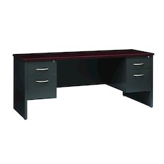 Hirsh 24D x 72W Double Pedestal Office Desk Credenza, Black/Walnut