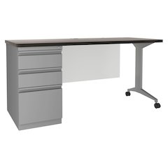 Hirsh Modern Teacher's Desk, Arctic Silver / Weathered Charcoal