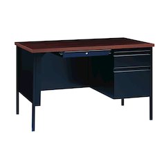 Hirsh Right-Hand File Office Desk with Center Drawer, 30" Dx48" W, Black/Walnut