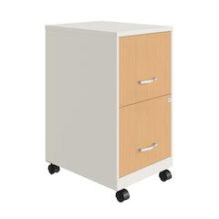 Space Solutions 18" Deep 2 Drawer Mobile File Cabinet, Pearl White/Platinum Oak