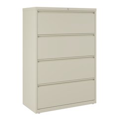 Hirsh 36 Inch Wide 4 Drawer Metal Lateral File Cabinet, Putty