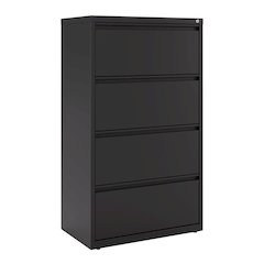 Hirsh 30 Inch Wide 4 Drawer Metal Lateral File Cabinet, Black