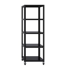 Space Solutions 72" High Rolling 5 Shelf Bookcase, Industrial Metal, Black