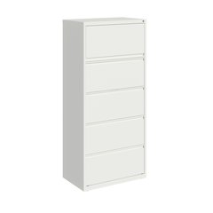 Hirsh 30 inch Wide 5 Drawer Metal Lateral File Cabinet, White