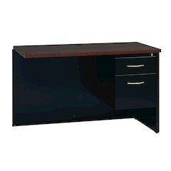 Hirsh 24D x 48W Right Hand Return for Desk, Arch Pull Handles, Charcoal/Mahogany