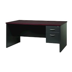 Hirsh Modular Right-Hand File Desk for Office, 30" D x 66" W, Charcoal/Mahogany