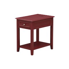 Burgundy Mid Century Night Stand with Single Drawer and Sturdy Design