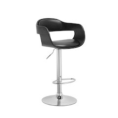 Contemporary Swivel Adjustable Barstool with Padded Seat and Back, Black