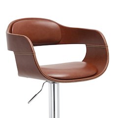 Contemporary Swivel Adjustable Barstool with Padded Seat and Back