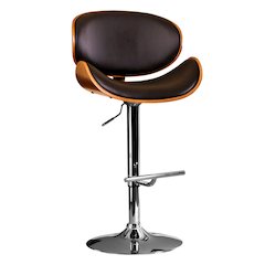 Modern Contemporary Swivel Walnut Bentwood Lift Adjustable Height Bar Stool