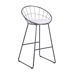 Nordic Bar Stool Bar Chair Wrought Iron Stool Modern Barstool, Set of 2, Grey