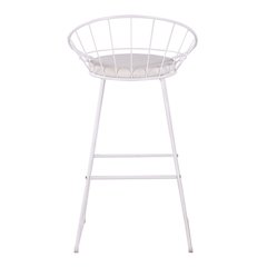 Nordic Bar Stool Bar Chair Wrought Iron Stool Modern Barstool, Set of 2, White