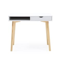 Contemporary Austin Home Office Desk with Storage Drawers, White