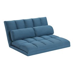 Tri-Fold Foam Folding Mattress and Sofa Bed with Pillows, Blue