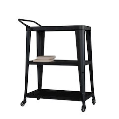 3-Tiered Metal Frame, Industrial Dining Cart with Swivel Wheels, Black