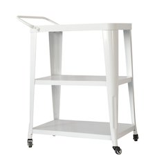 3-Tiered Metal Frame, Industrial Dining Cart with Swivel Wheels, White