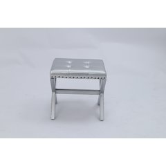 Modern Chic Vanity Stool X-Base Ottoman With Nailhead Trim (Set of 2)