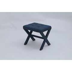 Modern Chic Vanity Stool X-Base Ottoman With Nailhead Trim (Set of 2)