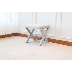 Modern Chic Vanity Stool X-Base Ottoman With Nailhead Trim (Set of 2)