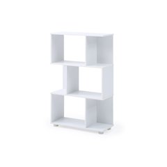 Modern Staggered 3-Shelf Manor Bookcase, White