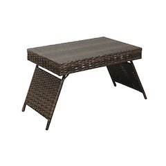 Portable Folding Wicker Table, Brown
