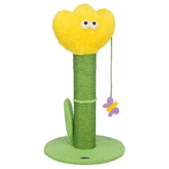 Lillian 22 Inch Jute Cat Scratching Post, Green/Yellow