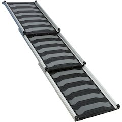 Collapsible Non-Slip 69" Long Aluminum Pet Ramp, Silver-Black, 198 lb Limit