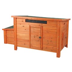 Weatherproof Outdoor Wooden Chicken Coop with 2 Nesting Boxes & Run, Brown