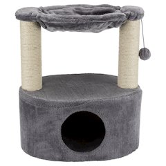 Baza Grande Plush & Sisal 24" Cat Tree, Cat Condo and Hammock, Cat Toy, Gray