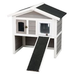 natura Elevated Weatherproof & Insulated Outdoor Cat House with Door Flaps, Gray