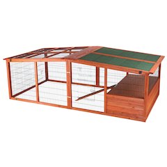 Weatherproof Outdoor X-Large Wooden Small Animal Cage and Run with Hinged Roof