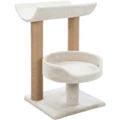 Isaba Plush 2-Level 24.4" Cat Tree with Sisal Scratching Posts, 2 Perch, Greige