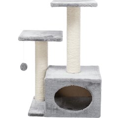 Valencia Plush & Sisal 3-Level 28" Cat Tree with Scratching Posts & Condo, Gray