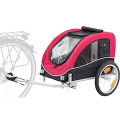 Foldable 2-in-1 Bicycle Trailer for Medium Dogs with Windows, Black & Red