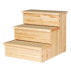 3-Step Wooden Pet Stairs with Storage & Non-Slip Pads, Natural