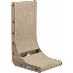 17.7" L-Shaped Cat Scratching Board Catnip & Silvervine with Built-In Ball Toy