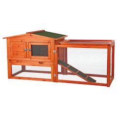 Weatherproof Outdoor 2-Story Wooden Small Animal Hutch, Run & Pull-Out Tray