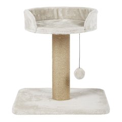 Mica Sisal 18" Cat Scratching Post with Plush Platform, Light Gray-Greige