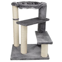Baza Senior Plush & Sisal 27.6" Cat Tree Scratching Posts Hammock & Steps, Gray