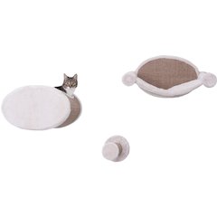 Liam Multi-Level Wall Mounted Cat Perch-Lounge Set, Brown