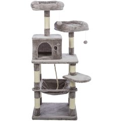 Eduardo Plush & Sisal 4-Level 57.1" Cat Tree with Scratching Posts & Condo, Gray