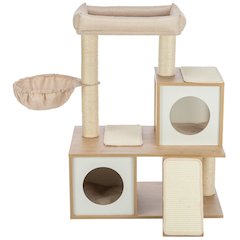 Addison Sisal & Wood 35.5" Cat Tree, Modern Cat Tower, Condos, Hammock, Cozy Bed