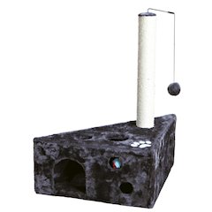 Murcia Sisal 26" Cat Scratching Post with Plush-Covered Condo and Cat Toy, Gray