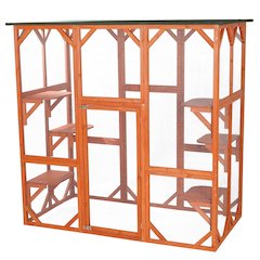 natura Weatherproof Wooden Cattery with Cat Perches, 38.5L x 70.75W x 70.75H