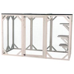 natura Weatherproof Wooden Cattery with 3 Perches, 44L x 70.9W x 31.5H, Gray